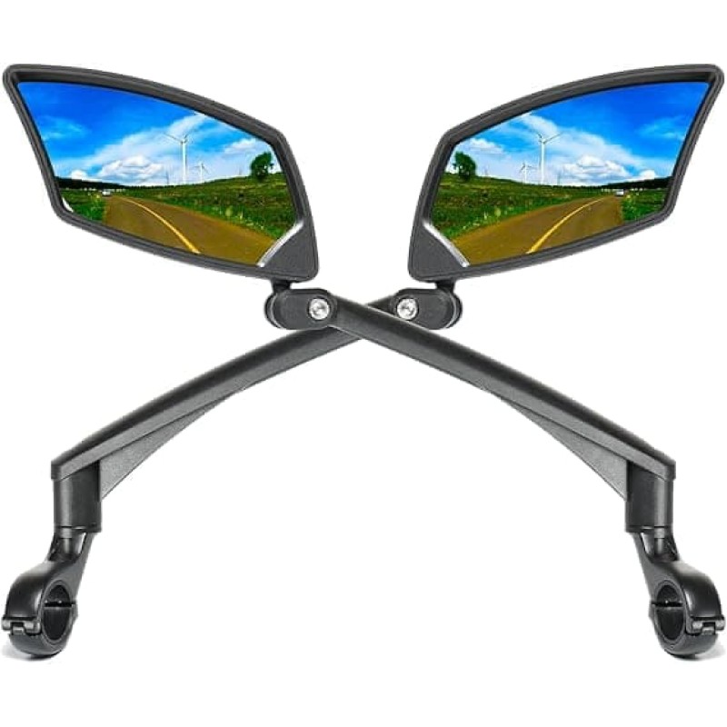 Handlebar Bike Mirror with Scratch-Resistant Glass, Adjustable Rotatable Bicycle Rearview Mirror