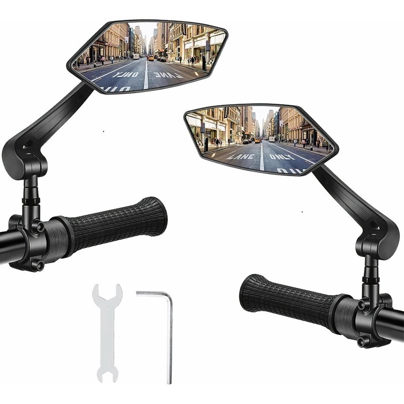 1 Pair Bike Handlebar Rearview Mirrors, 360° Rotatable Safety Glass Design