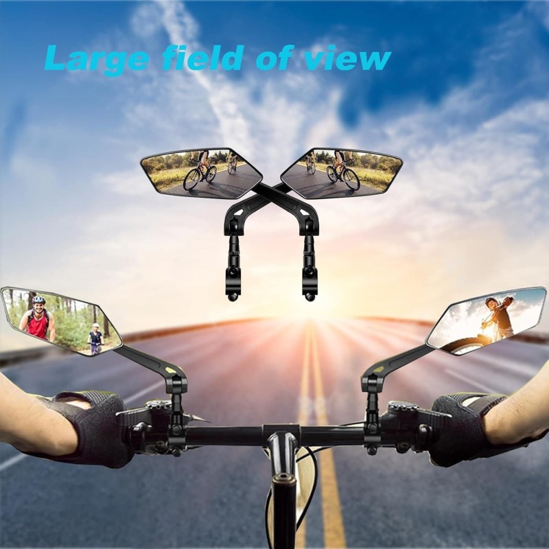 1 Pair Bike Handlebar Rearview Mirrors, 360° Rotatable Safety Glass Design