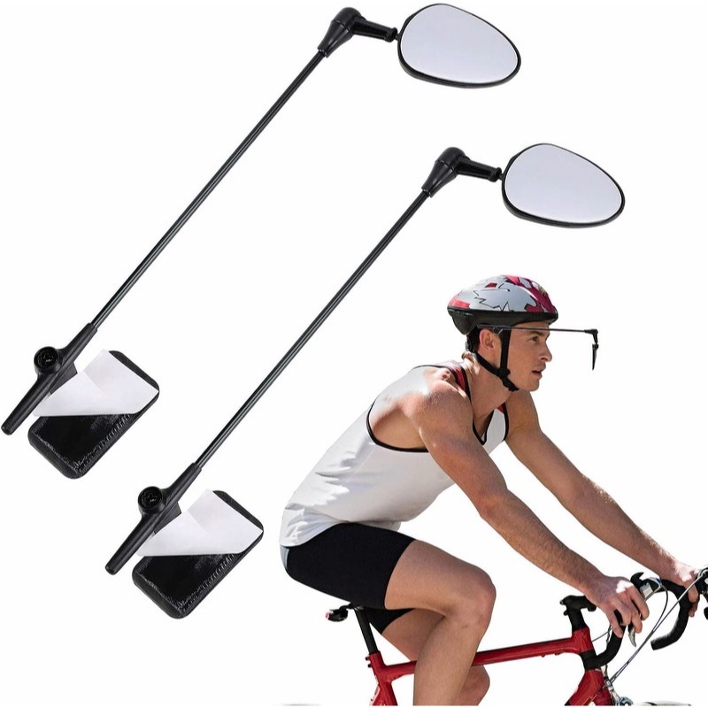 2-Pack Bike Helmet Mirror, Lightweight 360° Adjustable Cycling Rearview Mirror