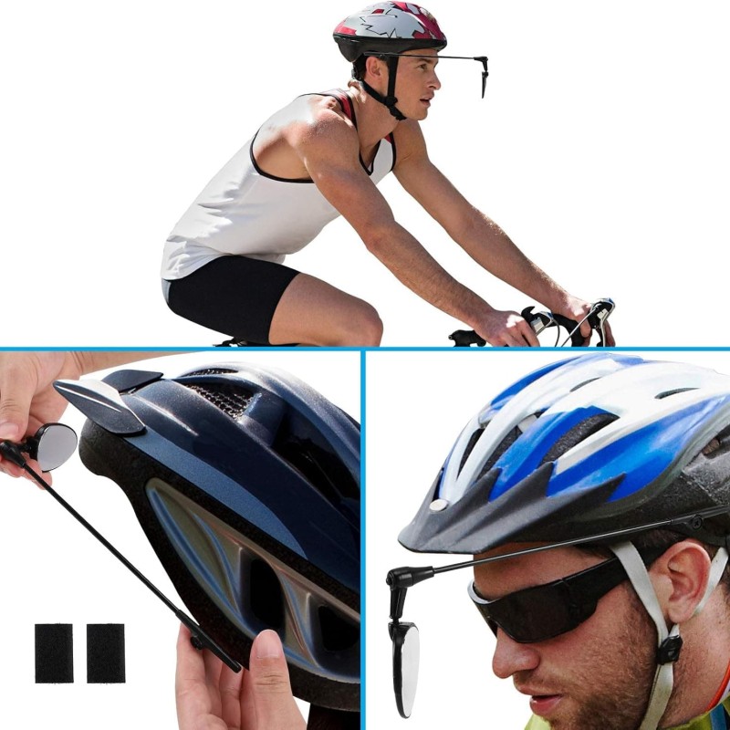 2-Pack Bike Helmet Mirror, Lightweight 360° Adjustable Cycling Rearview Mirror