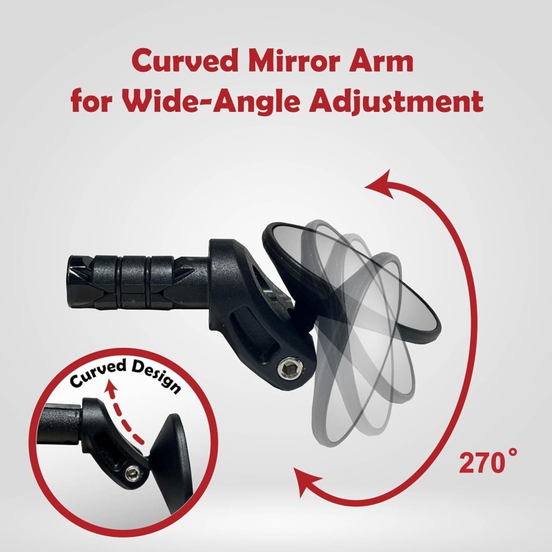 Drop Bar Bike Mirror with HD Convex Blue Glass, Shatter-Resistant Bar End Bicycle Mirror