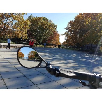 E-Bike Bar End Mirror with Large Surface HD Glass, Impact-Resistant Bicycle Rearview Mirror