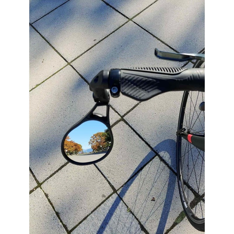 E-Bike Bar End Mirror with Large Surface HD Glass, Impact-Resistant Bicycle Rearview Mirror