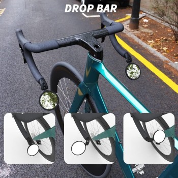 Bar End Bike Mirror with HD Convex Glass, Adjustable Bicycle Rearview Mirror, Easy to Install