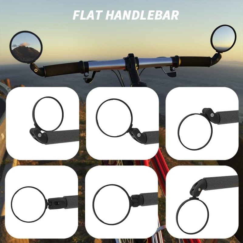 Bar End Bike Mirror with HD Convex Glass, Adjustable Bicycle Rearview Mirror, Easy to Install