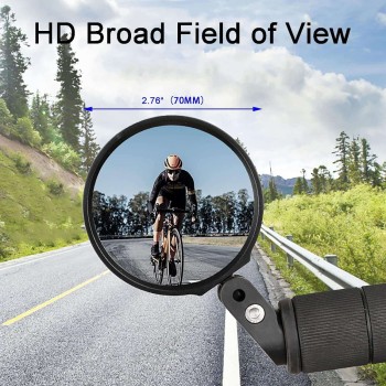 2-Pack Bike Handlebar Mirrors, 360° Rotatable Convex Rearview Mirrors for Bicycles