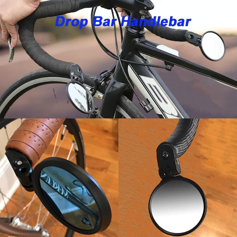 2-Pack Bike Handlebar Mirrors, 360° Rotatable Convex Rearview Mirrors for Bicycles