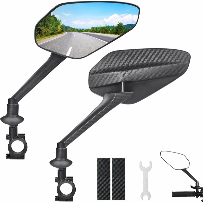 2-Pack Bike Mirror with Upgraded Handlebar Mount, 360° Adjustable Bicycle Rearview Mirror