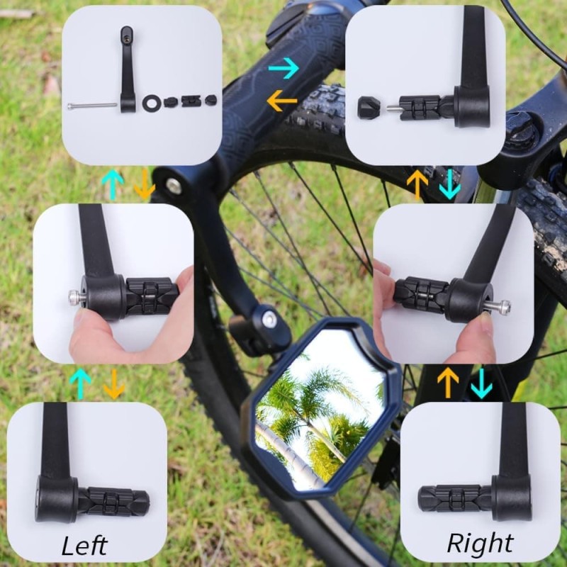 Bar End Bike Mirrors with HD Convex Glass, Scratch-Resistant Bicycle Mirrors, 1 Pair