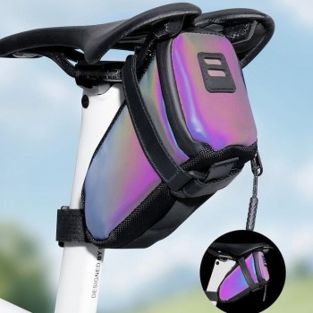 Bike Saddle Bag with Reflective Design, Waterproof Seat Bag with Taillight Mount