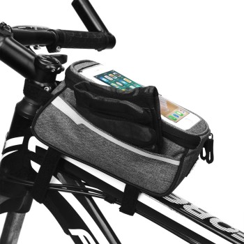 Bike Top Tube Bag, Waterproof Frame Bag for Mountain and Road Bikes