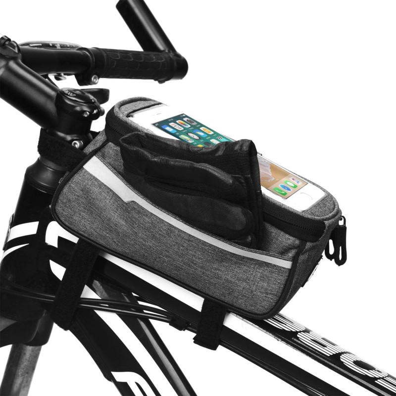 Bike Top Tube Bag, Waterproof Frame Bag for Mountain and Road Bikes
