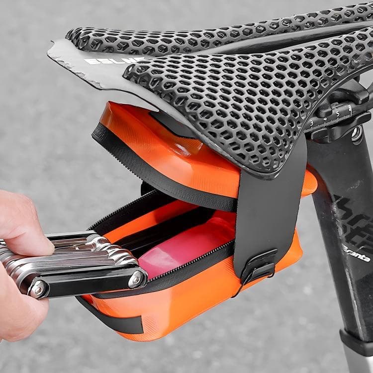 Bike Saddle Bag with Rotary Buckle, Waterproof Tool Storage Seat Bag